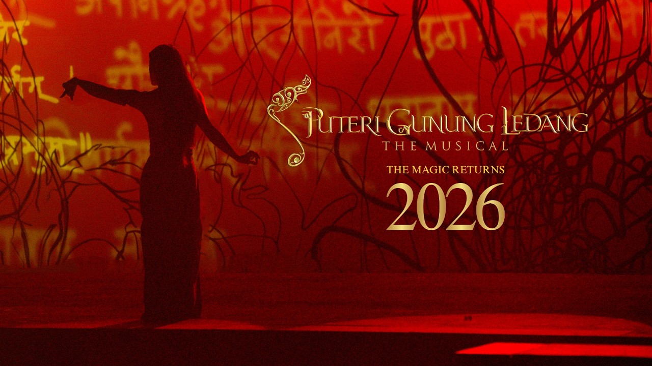 Puteri Gunung Ledang 2026 artwork: a dancer silhouetted against a red stage
